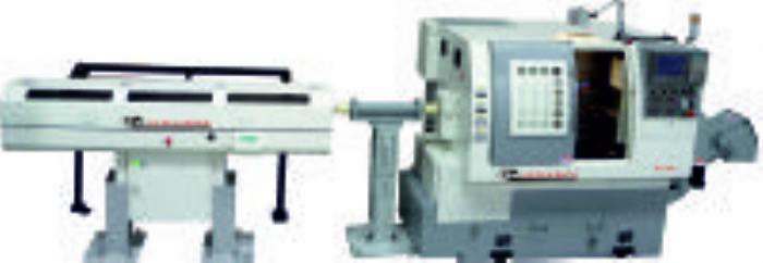 Torno CNC con alimentador automático de barras 